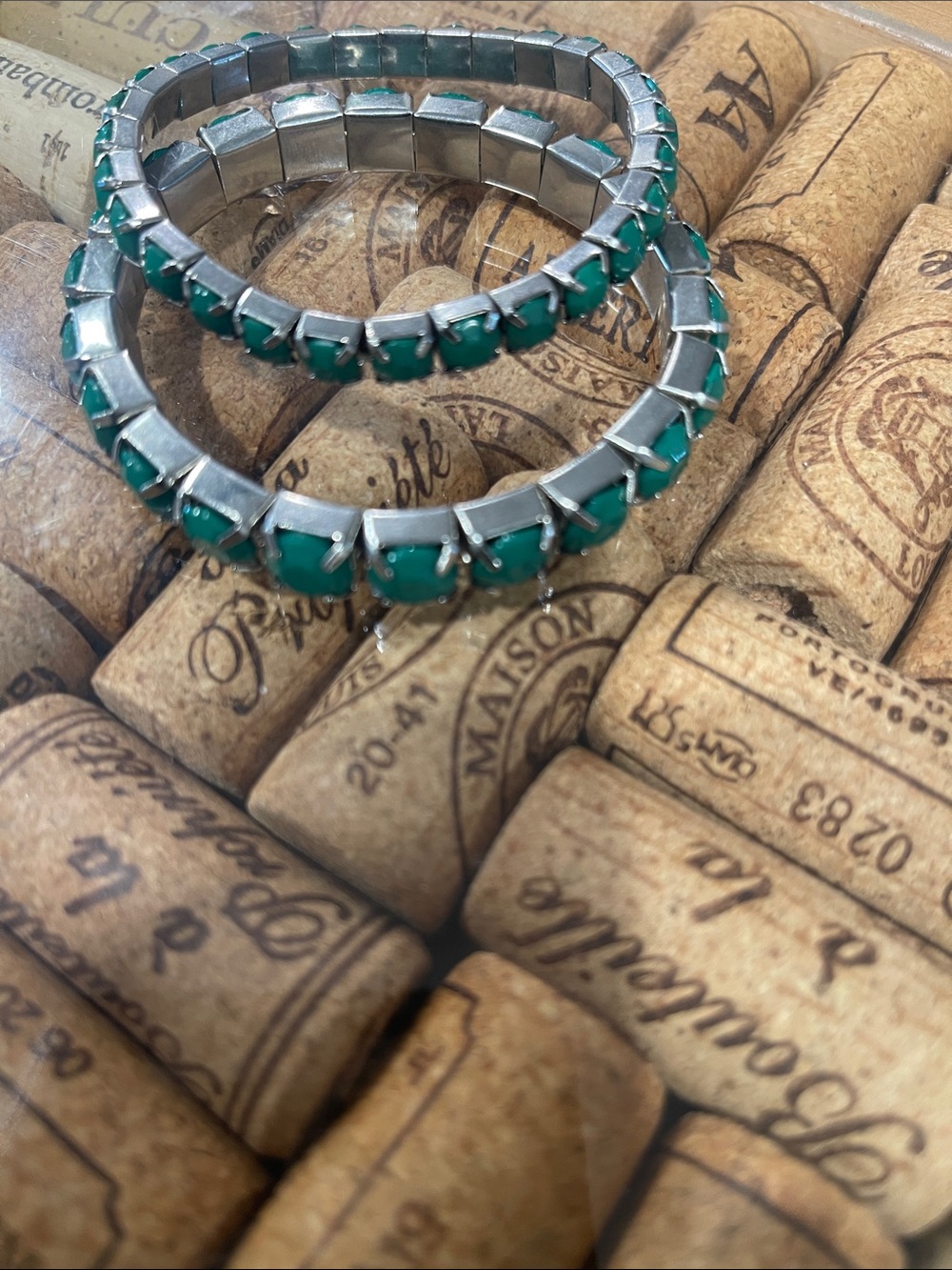 Green Stone Stretch Tennis Bracelet Stack - Women Jewelry
